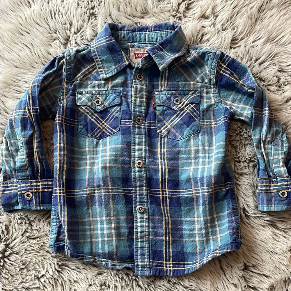 Levi's Baby boy 18 mo Blue Plaid Shirt
